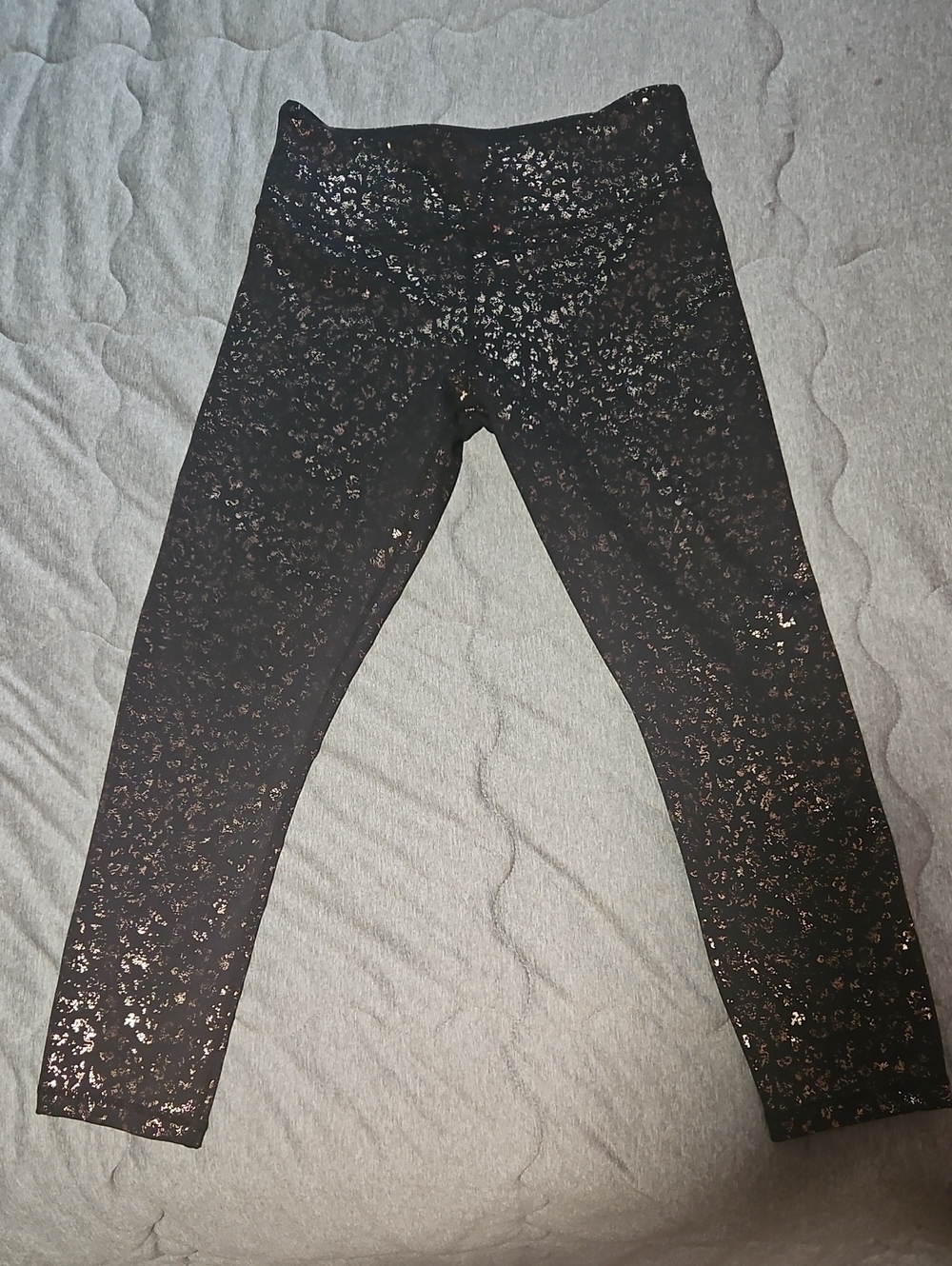 ZYIA Black Leggings with Rose Gold Foil Accent